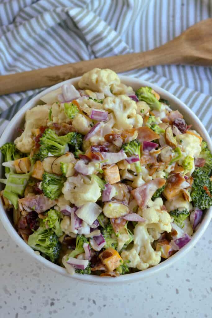 Broccoli Cauliflower Salad With Creamy Dressing Small Town Woman