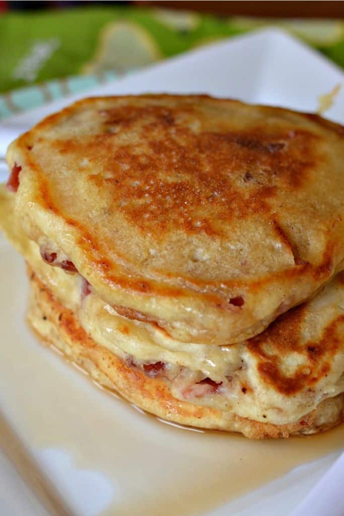 Light and fluffy buttermilk bacon pancakes are a sweet and savory breakfast