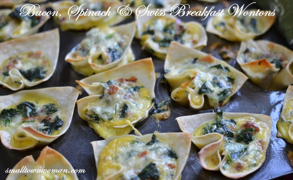 Bacon Spinach Swiss Egg Wontons | Small Town Woman