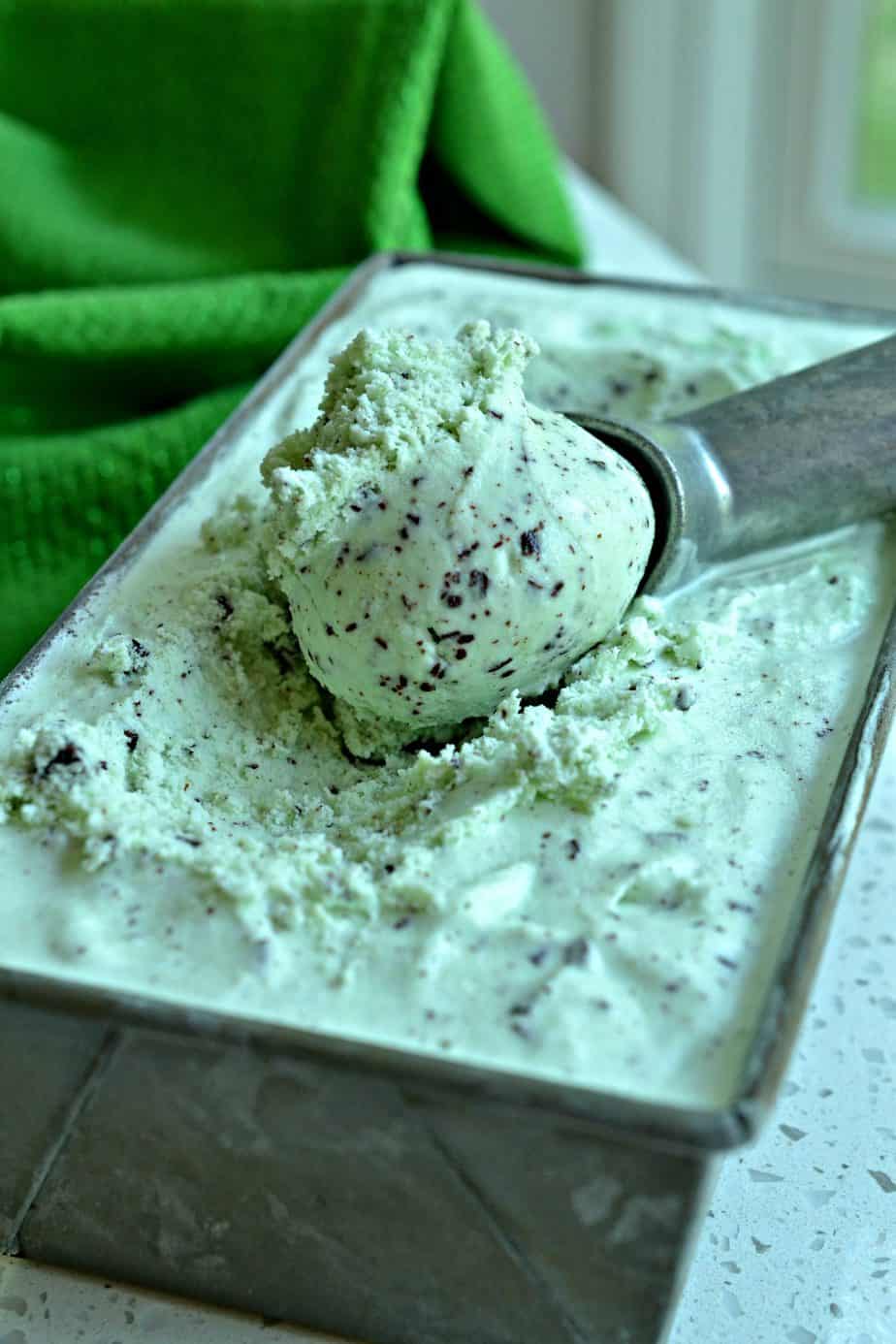 Fresh blue mint ice cream made with spirulina, Bespoke flavour