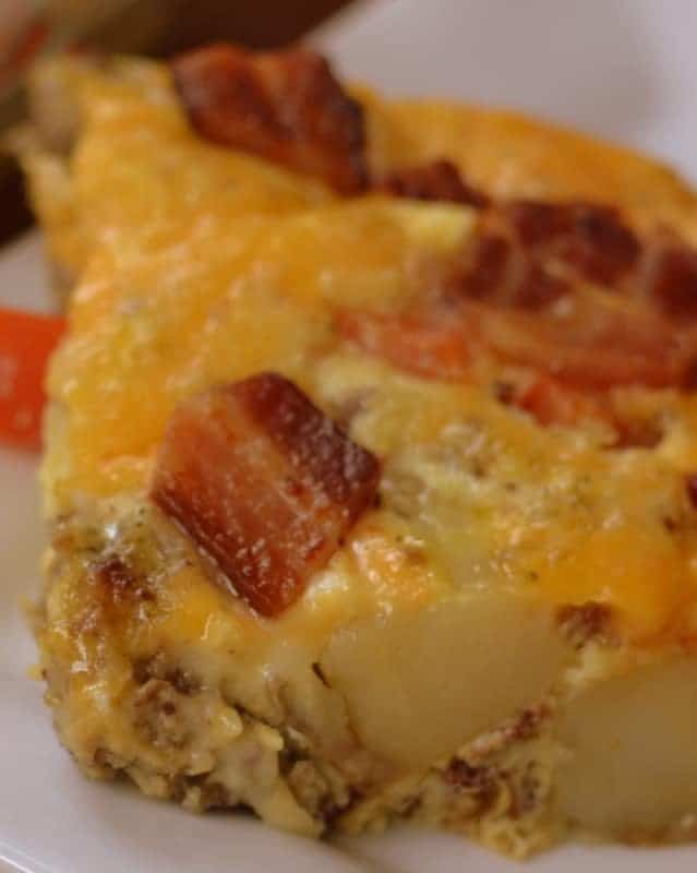 Cheesy Potato Bacon Sausage Egg Casserole | Small Town Woman