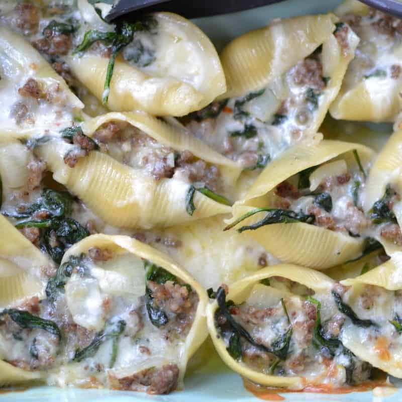 Triple Cheese Sausage Spinach Stuffed Shells Small Town Woman