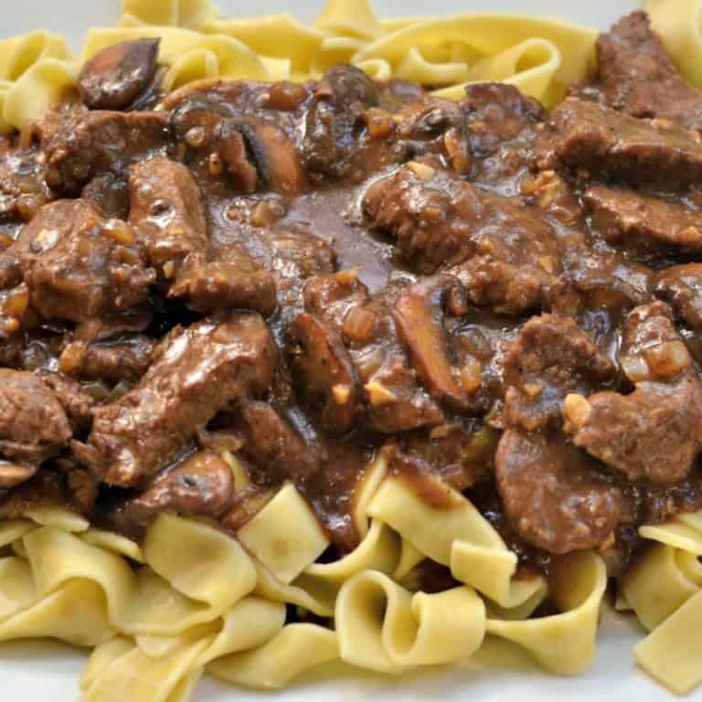 One Skillet Savory Beef Tips And Gravy - Small Town Woman