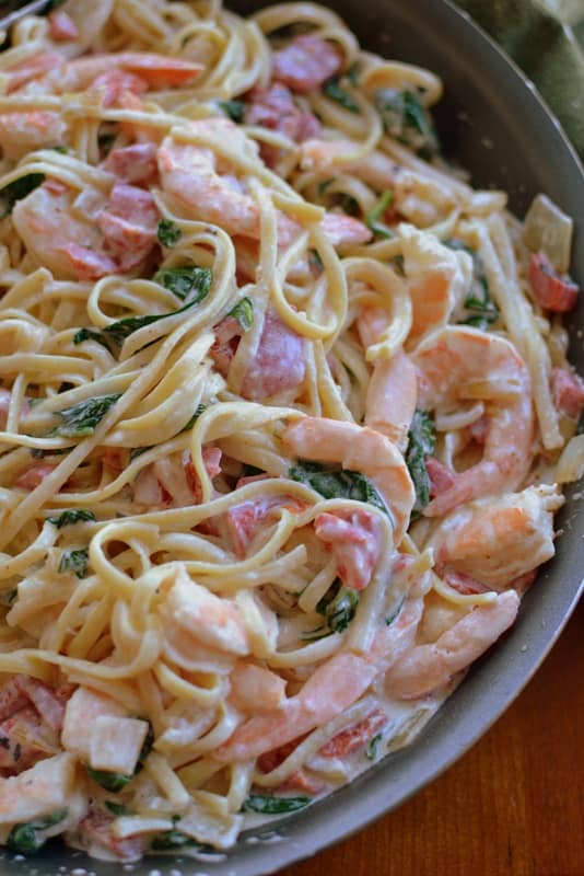 Creamy Shrimp And Roasted Red Pepper Linguine Small Town Woman