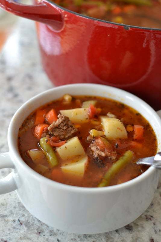 Easy Hamburger Vegetable Soup - Small Town Woman