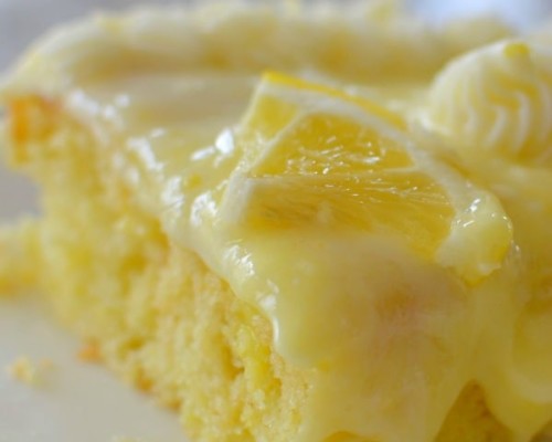 Lemon Pudding Poke Cake