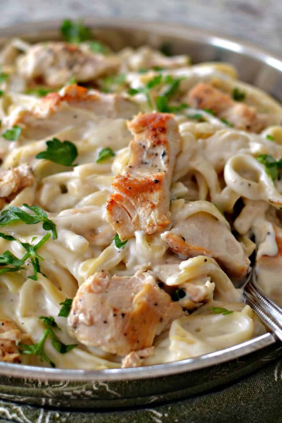 Easy Skillet Chicken Alfredo Pasta - Small Town Woman