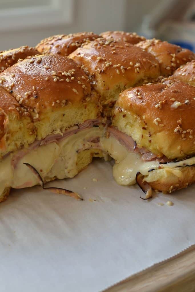 Ham and Swiss Sliders for Game Day Parties | Small Town Woman