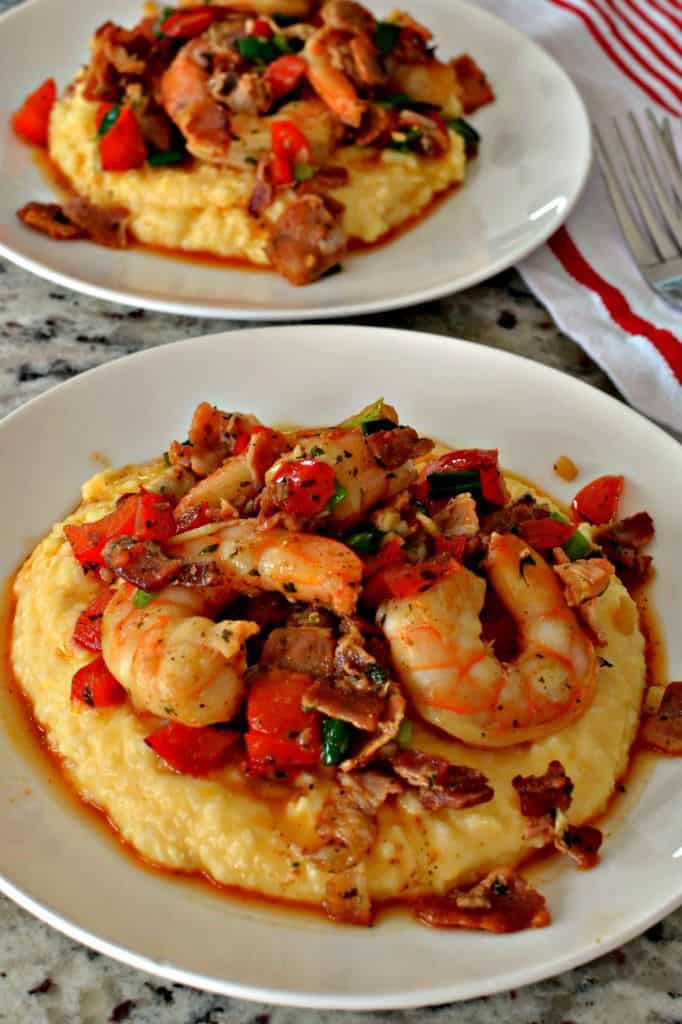 Shrimp and Grits Southern Style with Cheesy Grits | Small Town Woman