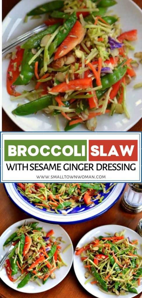 Broccoli Slaw with Sesame Ginger Dressing - Small Town Woman