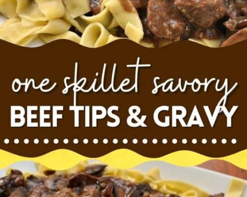 One Skillet Savory Beef Tips and Gravy