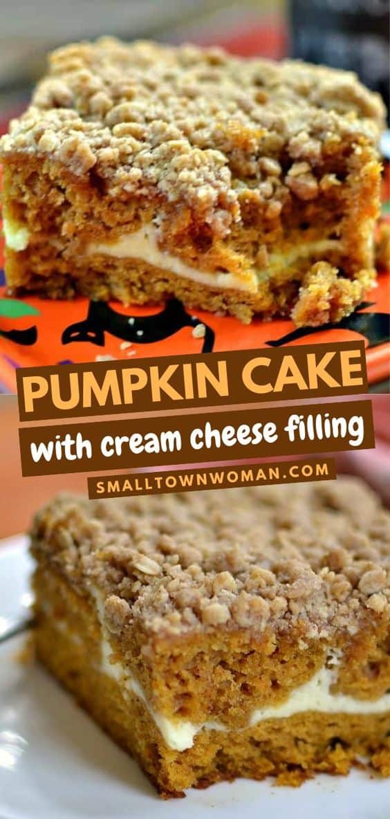 Pumpkin Cake With Cream Cheese Filling Small Town Woman