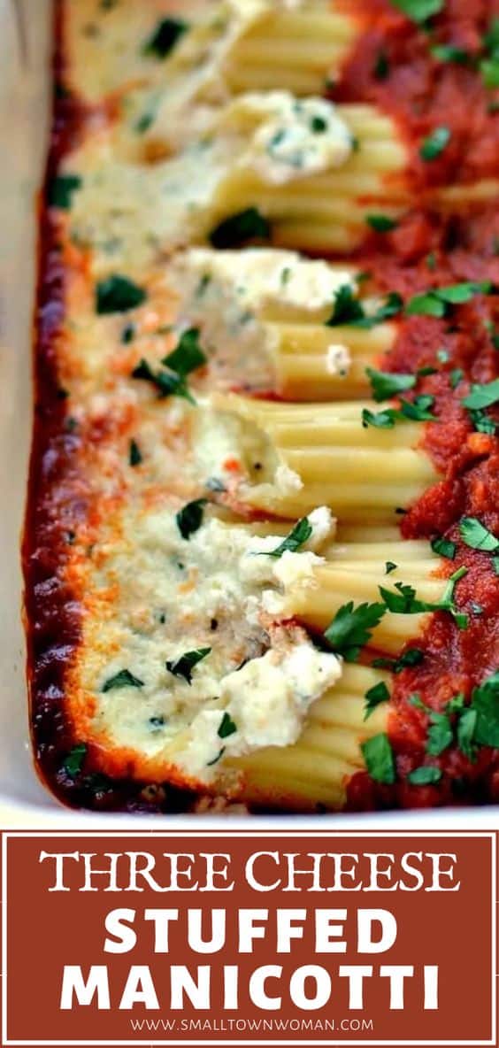 Three Cheese Stuffed Manicotti | Small Town Woman