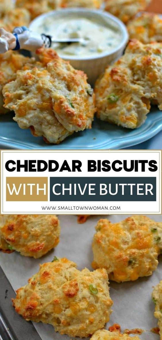 Cheddar Biscuits with Chive Butter - Small Town Woman