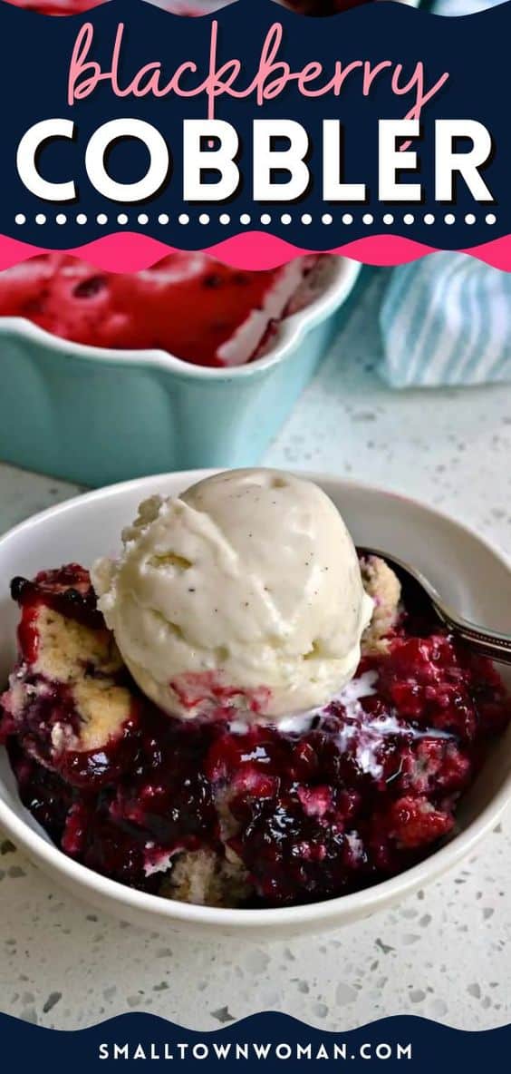 Blackberry Cobbler with a flaky buttery biscuit topping