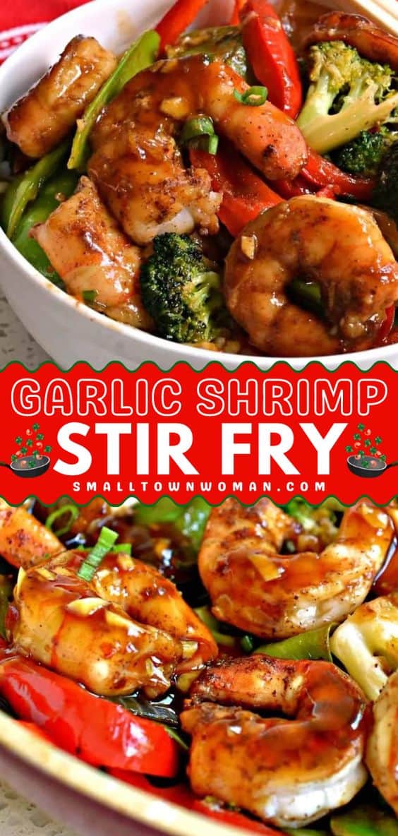 Easy Garlic Shrimp Stir Fry Recipe | Small Town Woman
