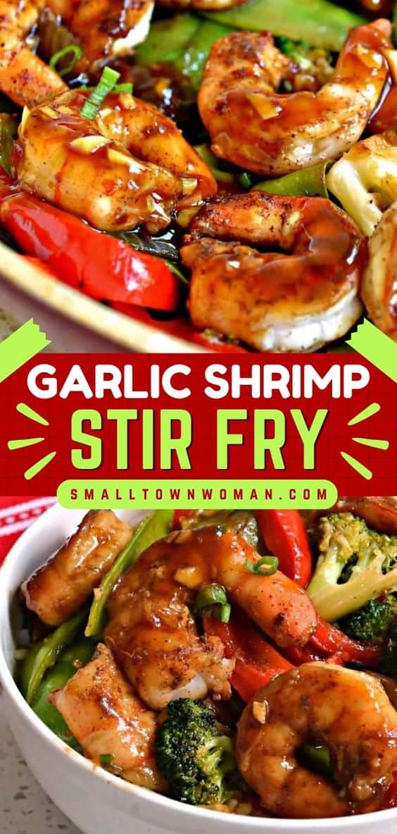 Easy Garlic Shrimp Stir Fry Recipe | Small Town Woman