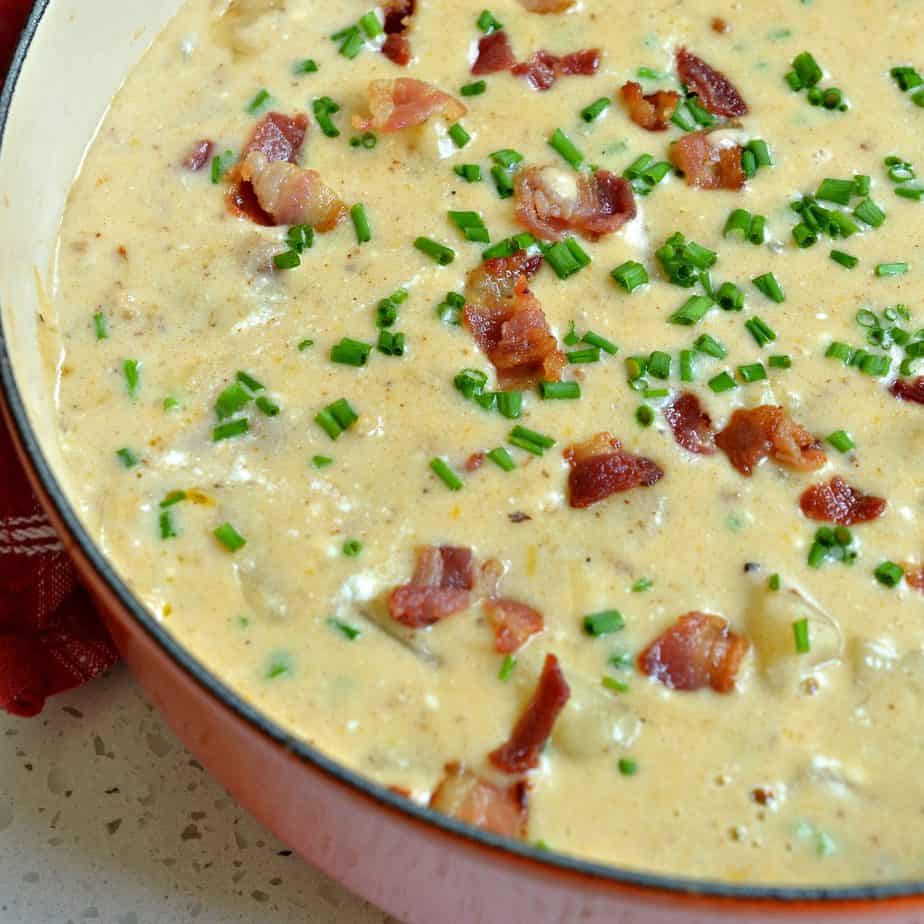 Loaded Potato Soup in a Rich Creamy Cheesy Broth