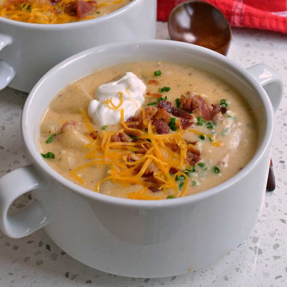 Loaded Potato Soup in a Rich Creamy Cheesy Broth