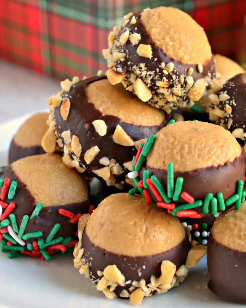 Buckeye Balls are perfect for holiday gift giving and Christmas cookie and candy trays. 