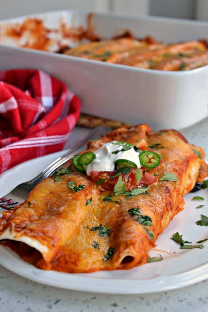 Easy Chicken Enchiladas Made With Rotisserie Chicken   Chicken Enchiladas DSC 0621 683x1024 