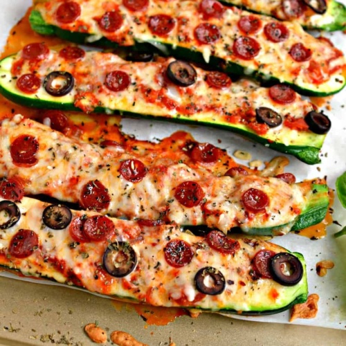 Pizza Stuffed Zucchini Boats - Small Town Woman