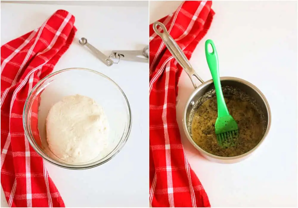 Some of the steps to making garlic knots. Let the machine knead the dough for about 5 minutes at speed level 2 or low. Coat a large bowl with olive oil. Transfer the dough to the bowl and turn to coat it with the oil. Cover the bowl with plastic wrap and let the dough rise to double in size. This can take 1-2 hours. Melt the butter in a saucepan over low heat. Stir in the dried oregano, dried parsley, garlic powder, dried basil, and salt. 