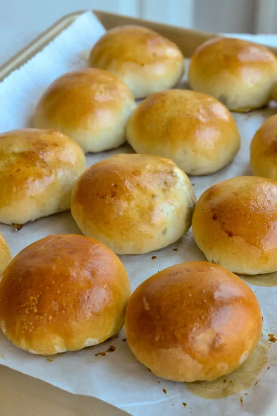 Baked golden dough wrapped balls. 