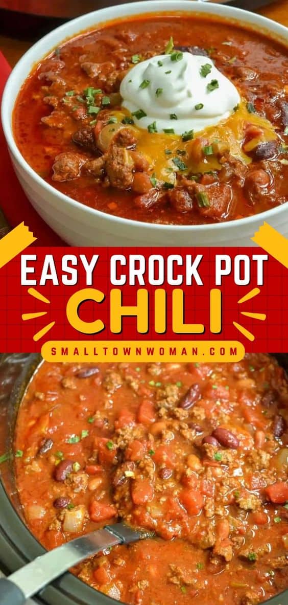 Easy Crock Pot Chili Recipe | Small Town Woman