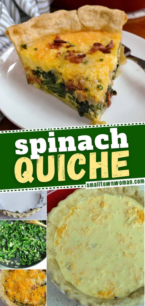 Deep Dish Spinach Quiche with Bacon | Small Town Woman