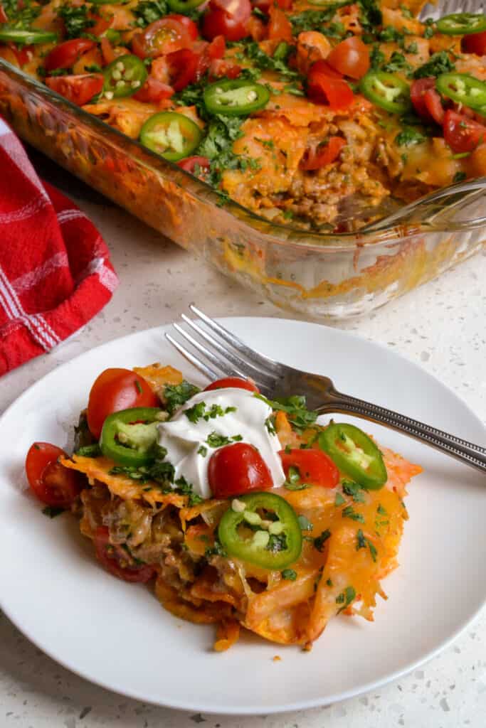 Cheesy Doritos Casserole (No Canned Soup) | Small Town Woman