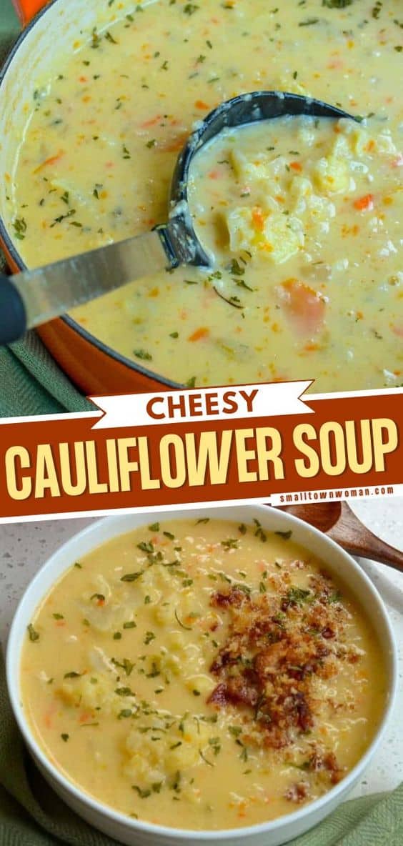 Cheesy Cauliflower Soup Small Town Woman