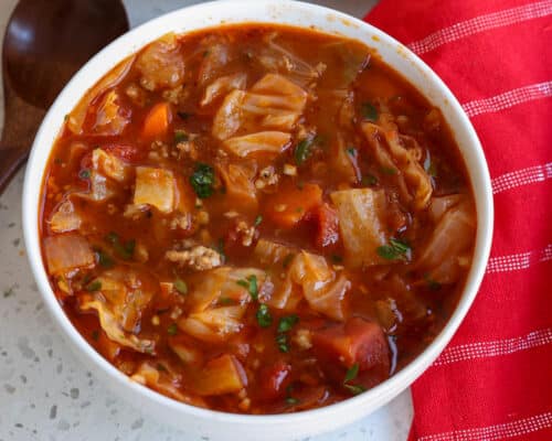 Cabbage Soup with ground beef and ground pork sausage