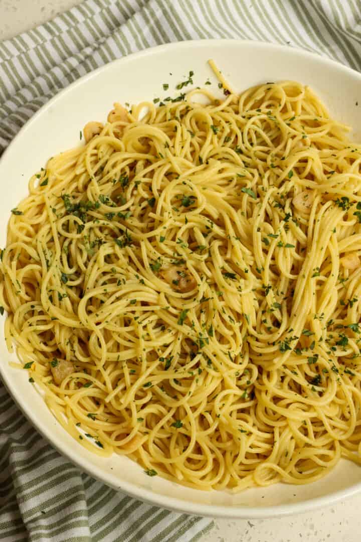 Garlic Pasta with Fresh Herbs and Parmesan