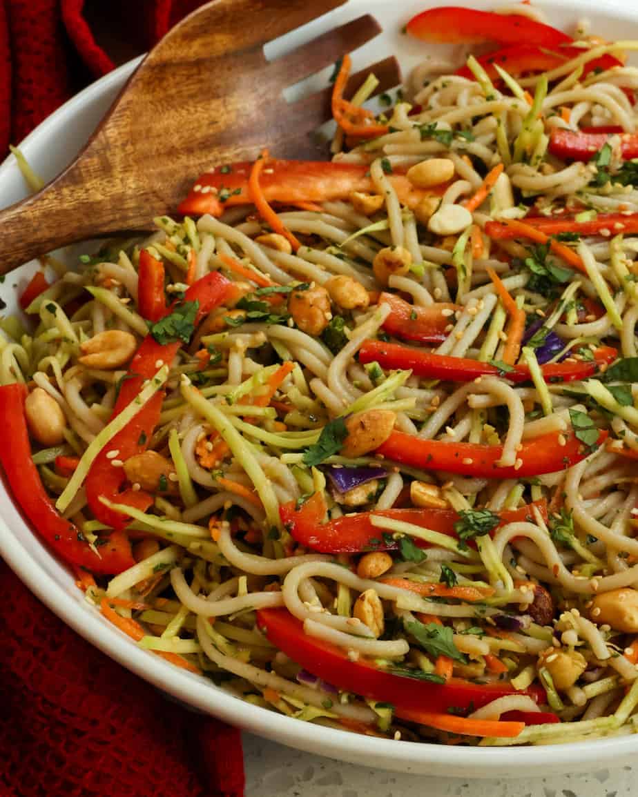 Asian Noodle Salad in a Jar with Spicy Peanut Dressing