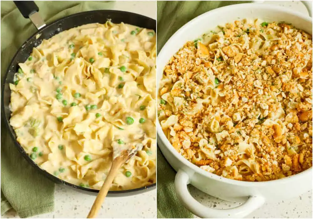 The steps to making chicken broccoli rice casserole.