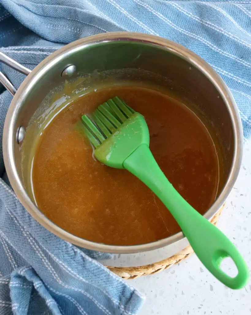 Make the brown sugar glaze on the stovetop in a small pan