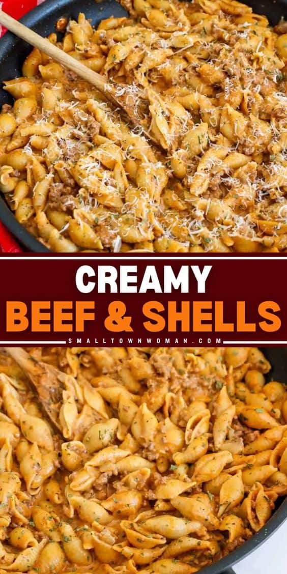 Easy Creamy Beef and Shells (One Pot)