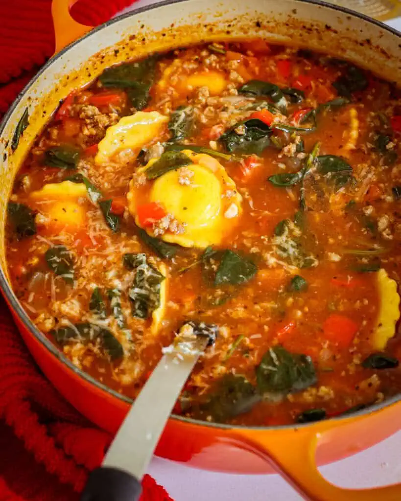 Warm up with this hearty and easy ravioli soup recipe. Made with store-bought ravioli and simple ingredients, it's perfect for a quick and delicious weeknight meal.