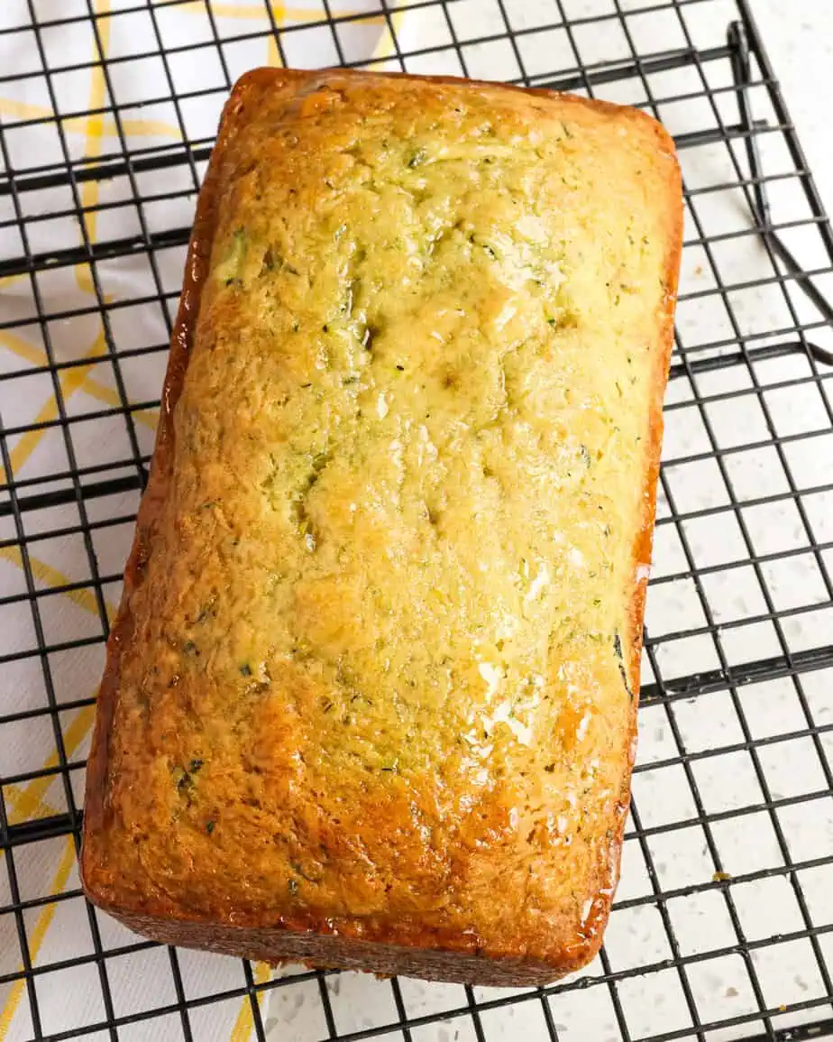 Bake the bread until a toothpick inserted in the center comes out clean. 