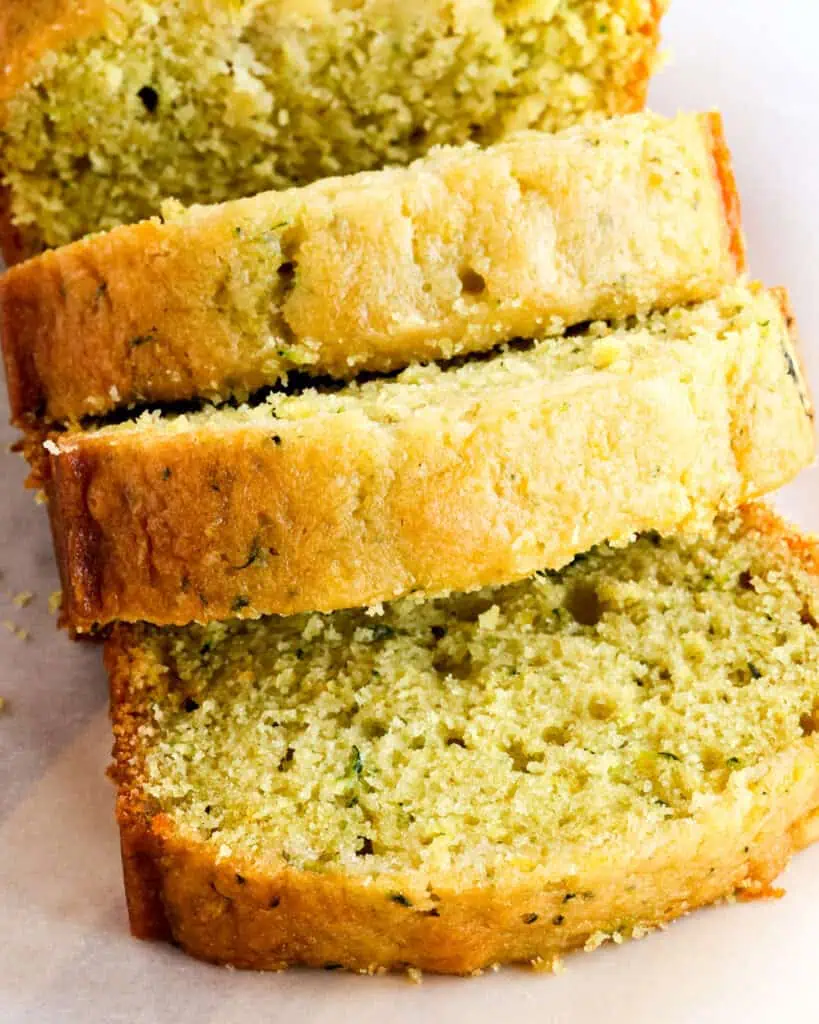 Sliced lemon zucchini bread