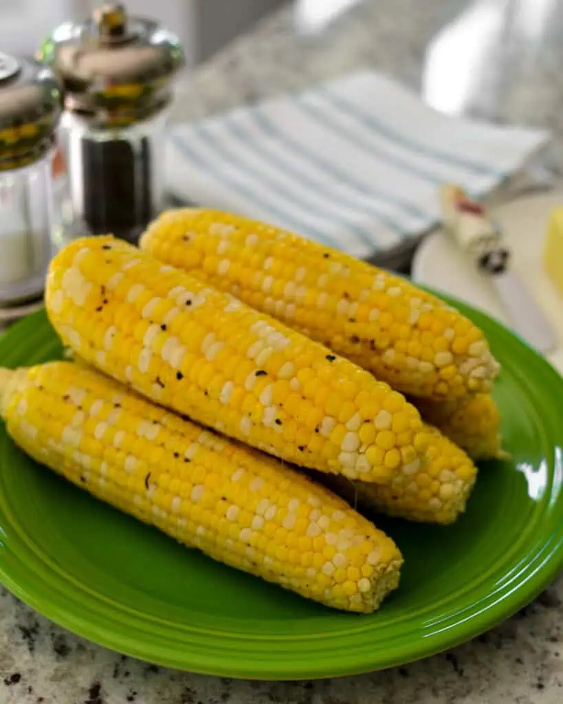 Roasted corn with butter and seasoning. 