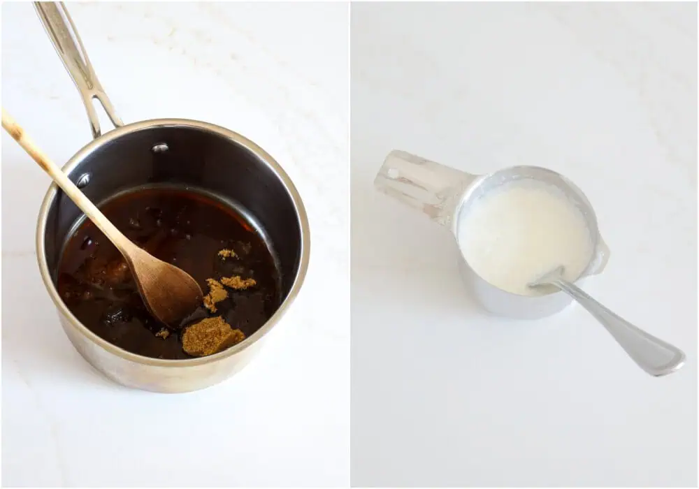 Some of the steps to making butterscotch pudding. Add the brown sugar, salt, and water to a heavy skillet over medium heat and stir to combine. Bring the mixture to a boil and boil for 5 minutes. whisk the cornstarch and 1/4 cup milk together.