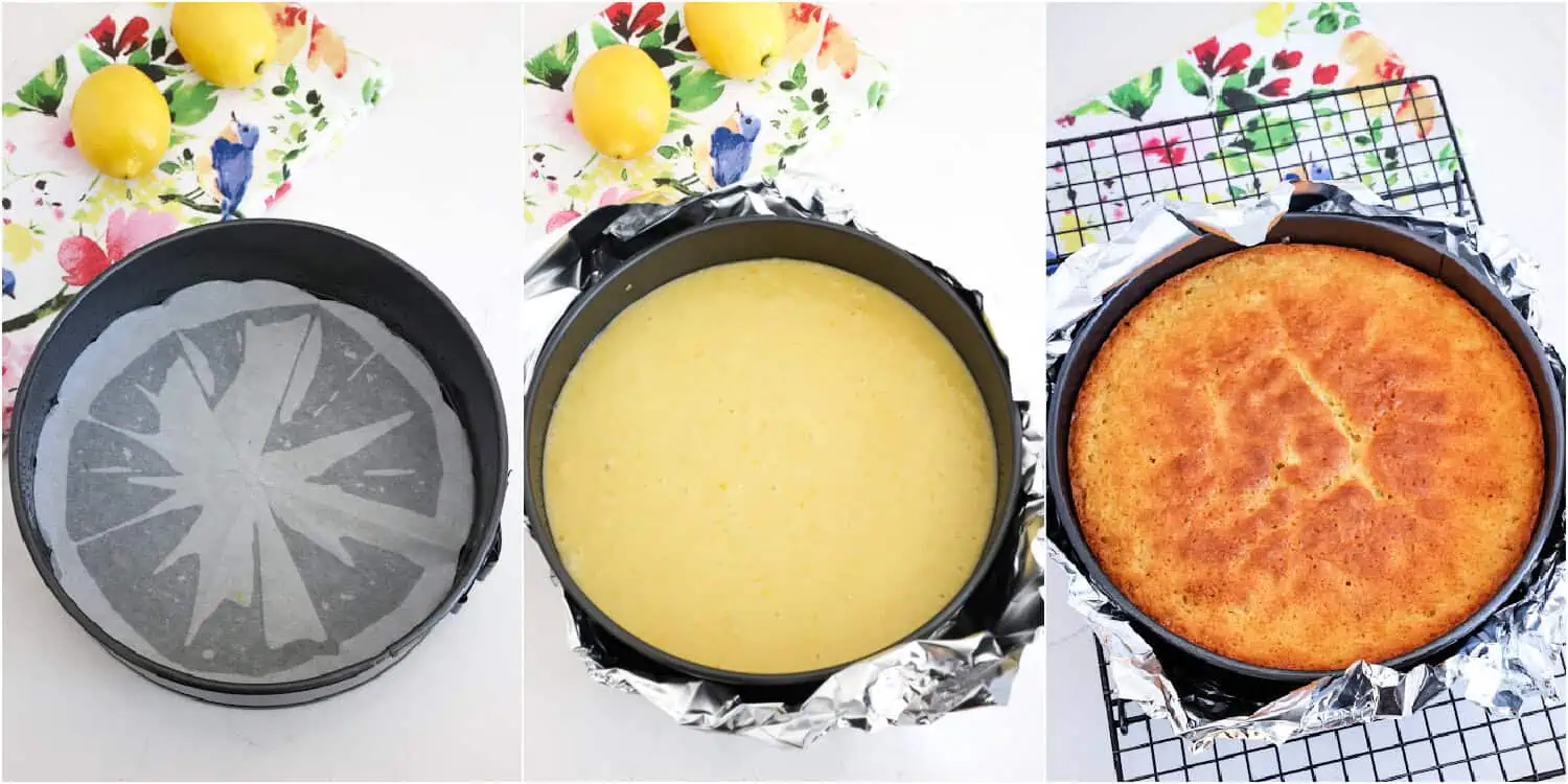 Some of the steps to making olive oil cake. Brush the bottom and sides of a 9-inch springform pan with olive oil. Line the bottom of the pan with parchment paper. Pour the batter into the pan and bake for 50-60 minutes or until a toothpick inserted in the center comes out clean.